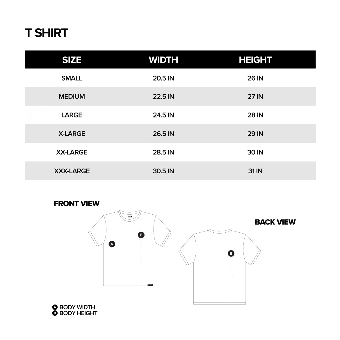 Size Chart T-Shirt – PRORIDERS