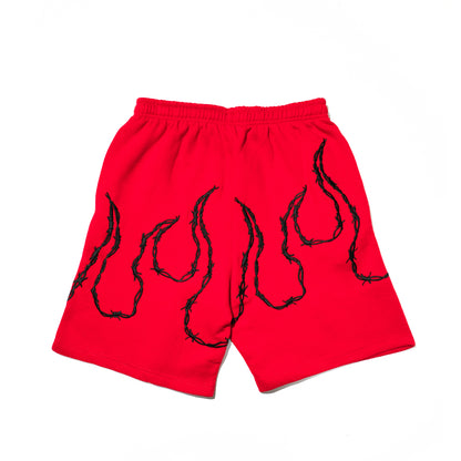 KRUZADAR® | BARBED WIRE SWEATSHORTS (RED)