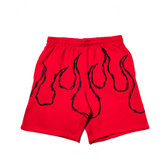 KRUZADAR® | BARBED WIRE SWEATSHORTS (RED)