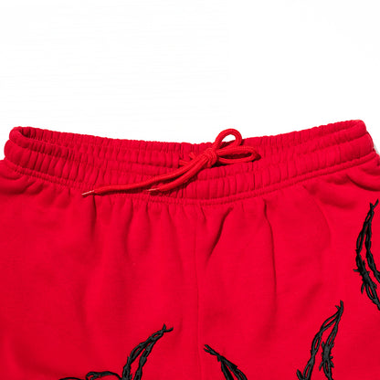 KRUZADAR® | BARBED WIRE SWEATSHORTS (RED)